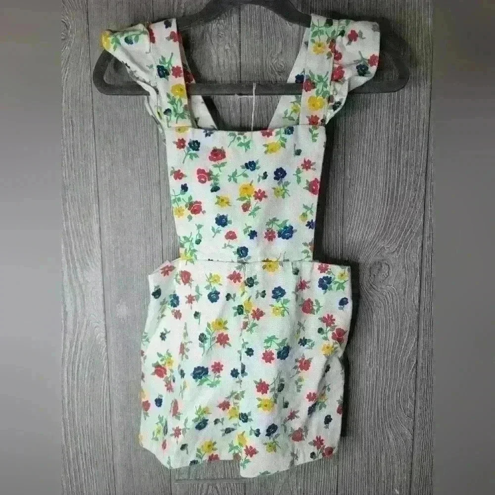 Vintage girls' floral print overalls size 6